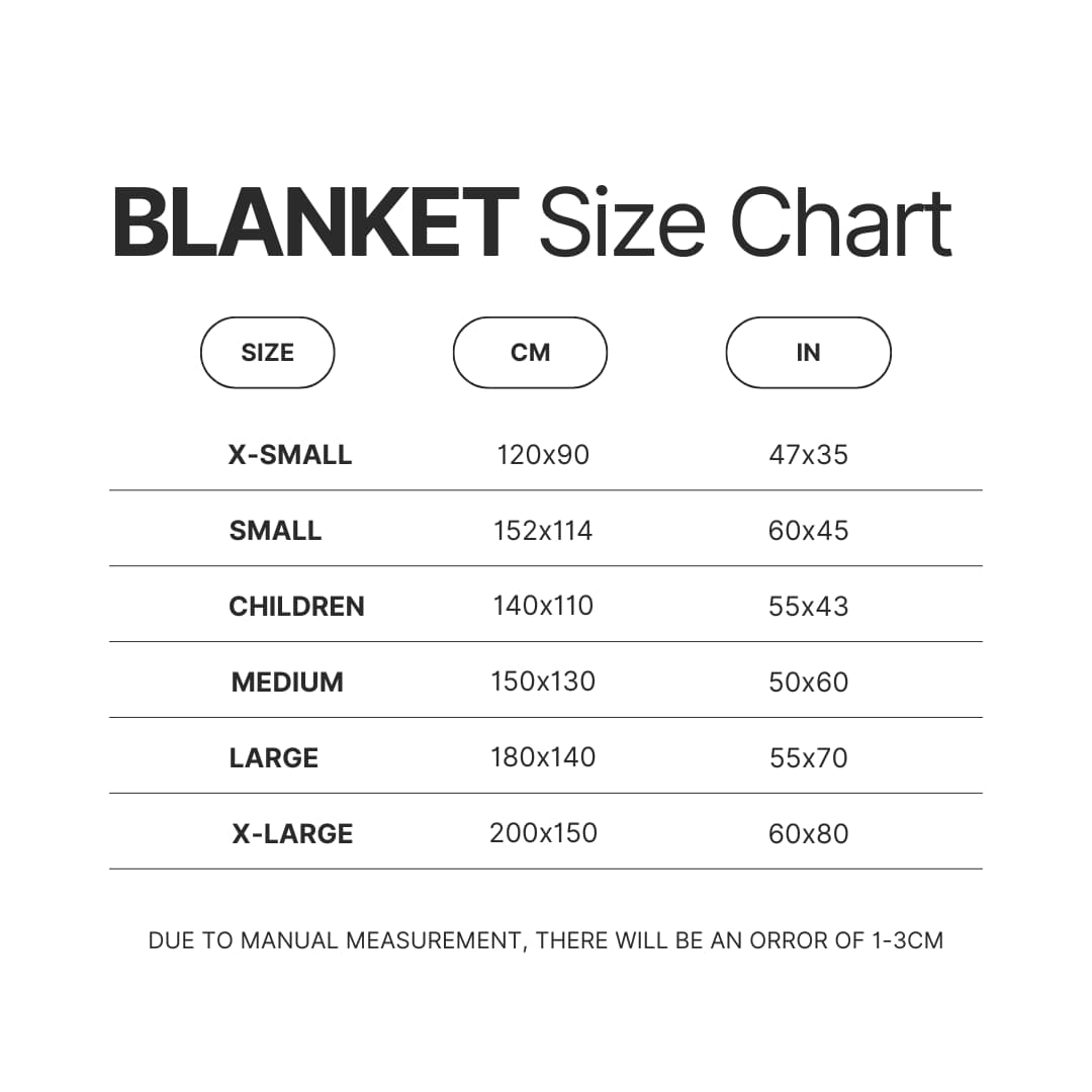 Blanket Size Chart - Ouran High School Host Club Merch